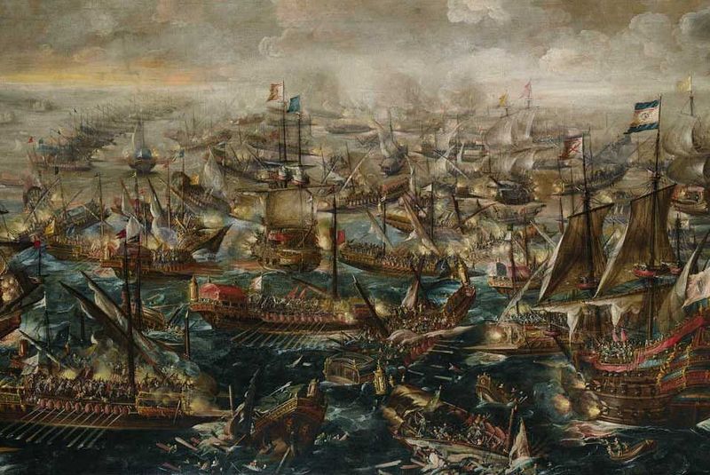 Image result for 16th-century naval battle of Lepanto