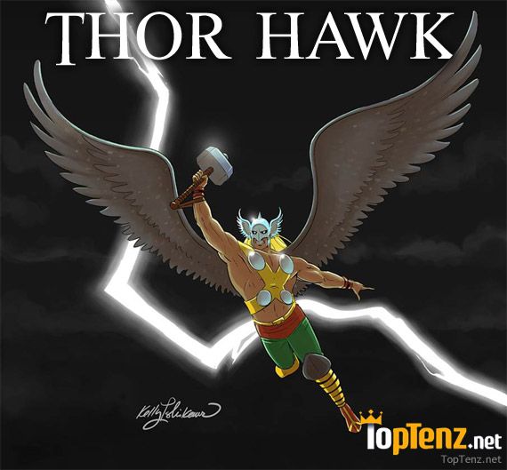Mighty Thor and Hawkman mashup as Thor Hawk