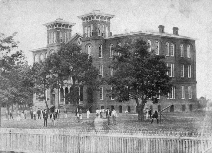 "Old Main," the first building on Auburn's campus, was destroyed by fire in 1887.