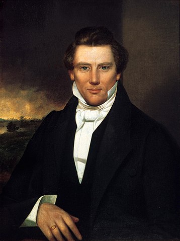 Painting by an unknown painter, circa 1842. The original is owned by the Community of Christ archives. It is on display at the Community of Christ headquarters in Independence Missouri, where its provenance is explained. The painting was originally in the possession of Joseph Smith III (died 1914), who is recorded as commenting on the painting. The c. 1842 date is given by the Community of Christ, the painting's owner.