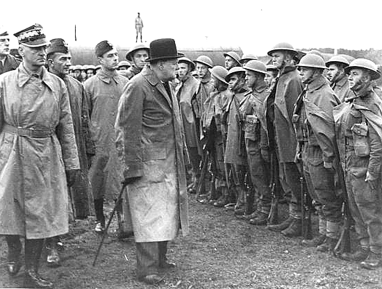 Winston Churchill reviewing Polish troops in England
