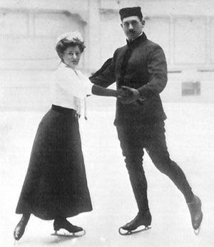Anna Hubler and Heinrich Burger, who captured the pairs figure skating competition at the 1908 Summer Olympics. (The Fourth Olympiad London 1908 Official Report)