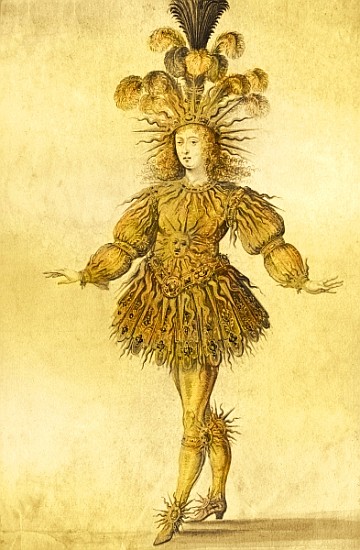 XIR394980 King Louis XIV of France in the costume of the Sun King in the ballet 'La Nuit', 1653 (later colouration) by French School, (17th century); Bibliotheque Nationale, Paris, France; French, out of copyright