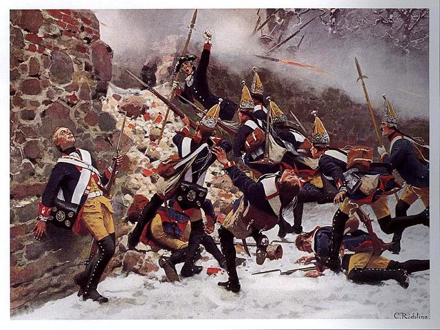 Storming of the breach by Prussian troops during the Battle of Leuthen, 1757